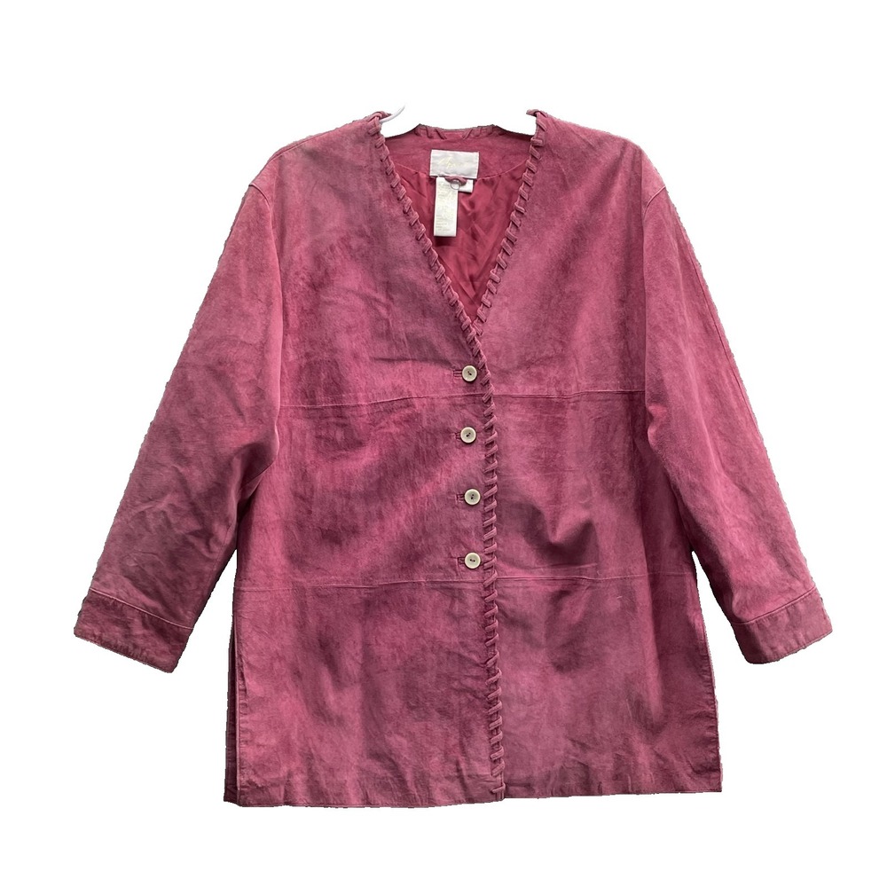 Apartā Suede Leather Jacket Women's Medium Pink Western 70s Academia Office Boho